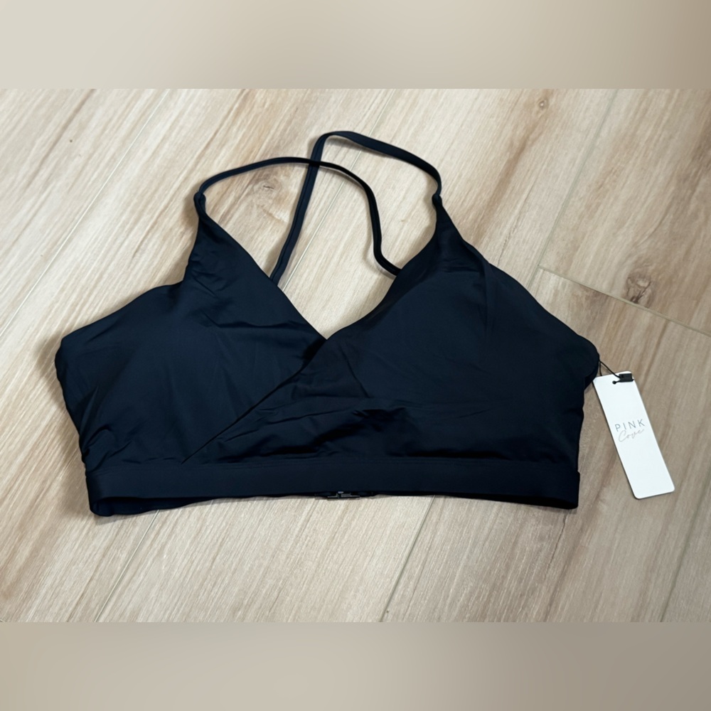 Pink Cove black bralette swim bikini top NWT